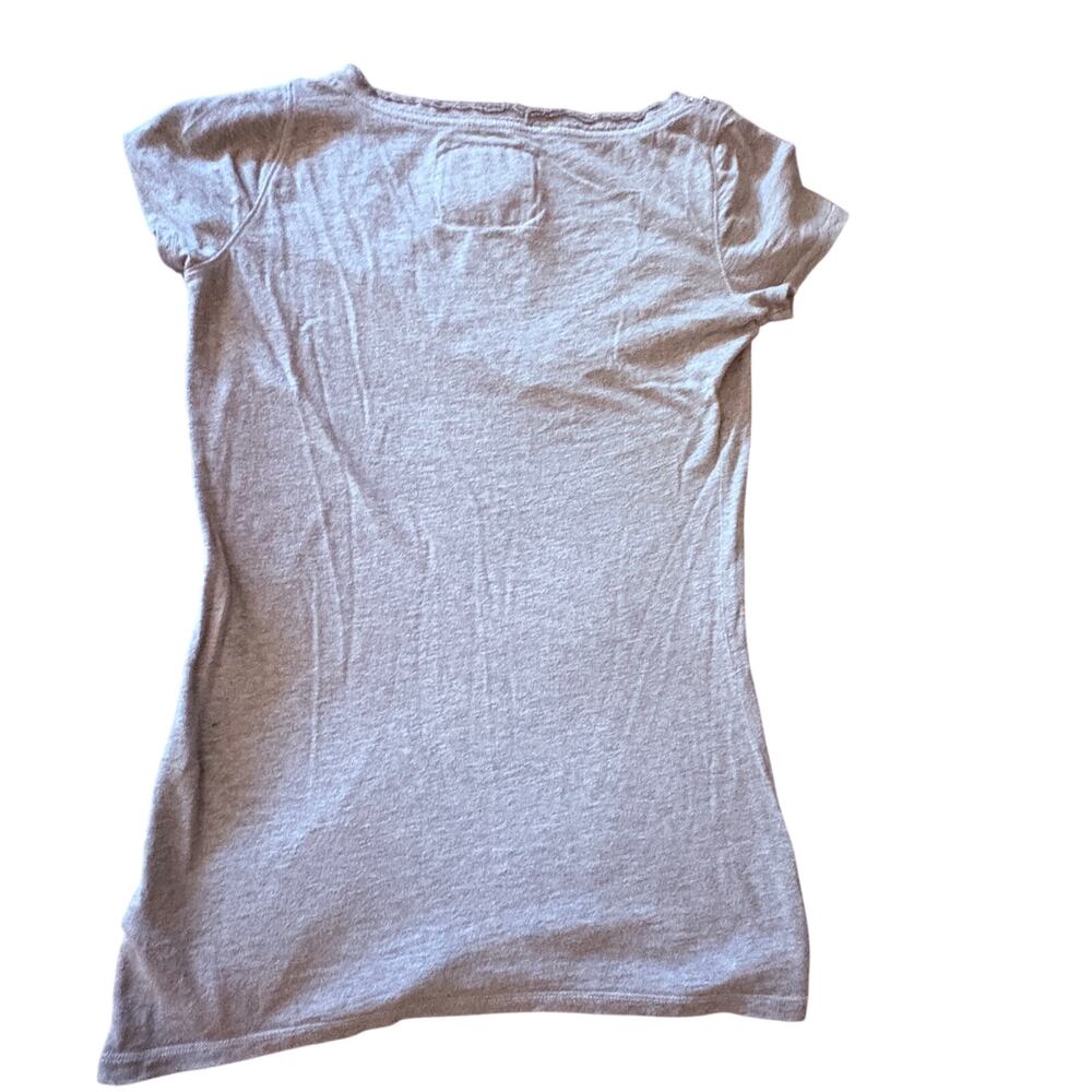 Y2K Abercrombie & Fitch Beaded V Neck Tee Raw Edge McBling Fairy Grunge M - Picture 4 of 6